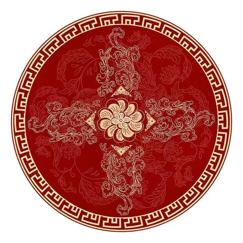 

Luxury Round Living Room Rug Red Blue Bedroom Carpet Non-slip Comfortable Floor Mats Washroom Decoration Rugs 80cm 31.4 in