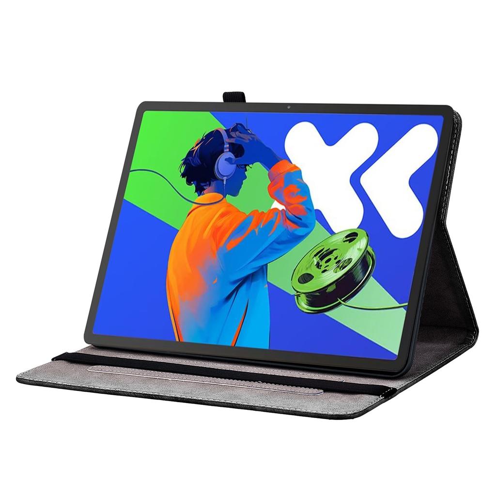 Pro Lenovo Tab P12 Pro 12.7 2025/Xiaoxin Pad Pro 12.7 (2025) Kožené pouzdro s potiskem, stojánek, obal na tablet se sloty na karty
