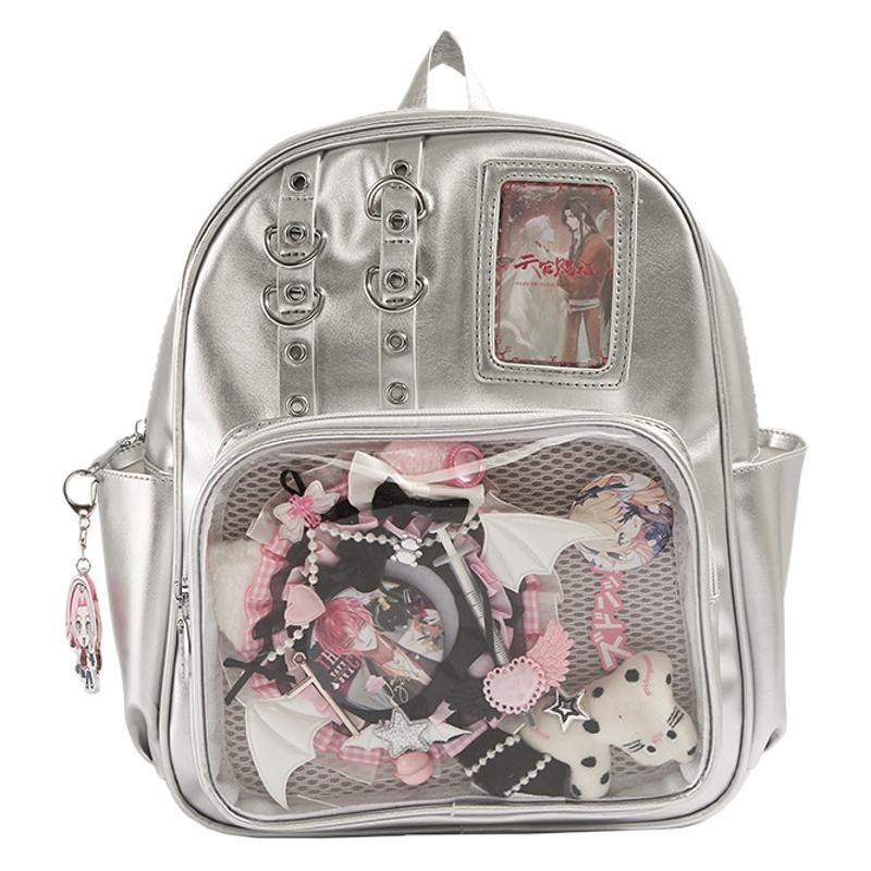 New transparent backpack high school large-capacity college student backpack pu shoulder pain bag bar pain bag women's shoulder