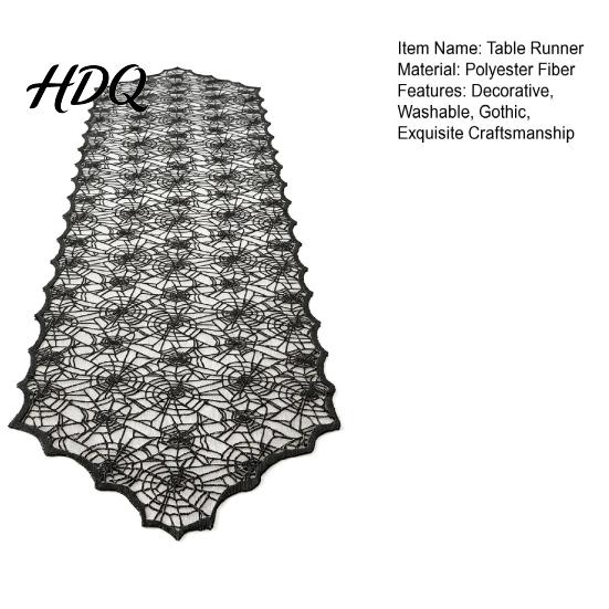 Gothic Style Home Furnishings Halloween Table Runner Black Lace Spider Web Runners 17.7 X Atmospheric Runner for 70.9Inch Party Dinner Kitchen