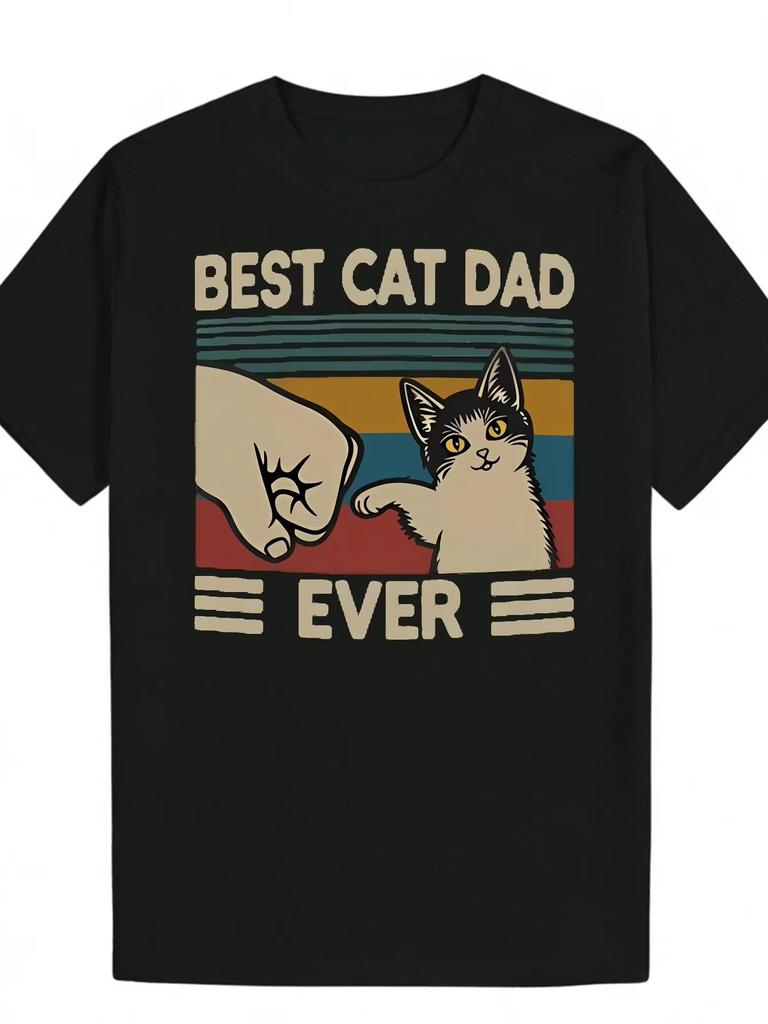 New 2026 Best Cat Dad Ever Cat Retro Vintage Bump Fit Cat Daddy Tshirt Mens Tshirt New 2026 Mens Graphic Tshirts