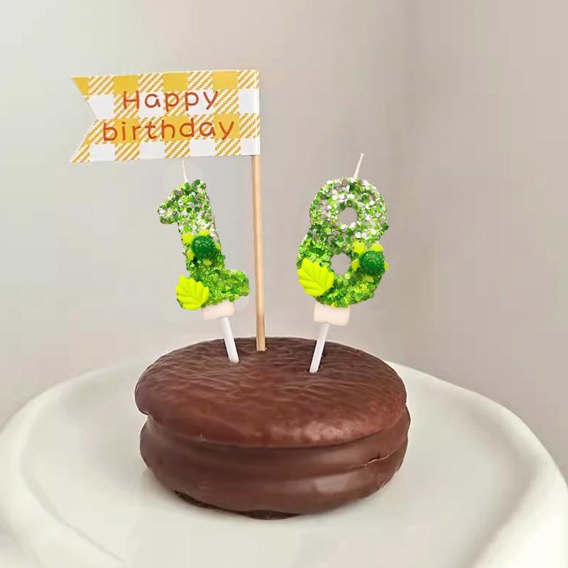0-9 Number Birthday Candle Green Theme Digital Cake Candle Party Cake Accessories Birthday Cake Topper Baking Decoration