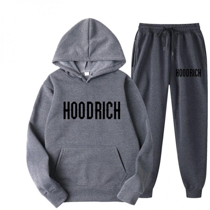 Mens Hooded Tracksuit Set Long Sleeve Sweatshirt Pants Casual Sportswear