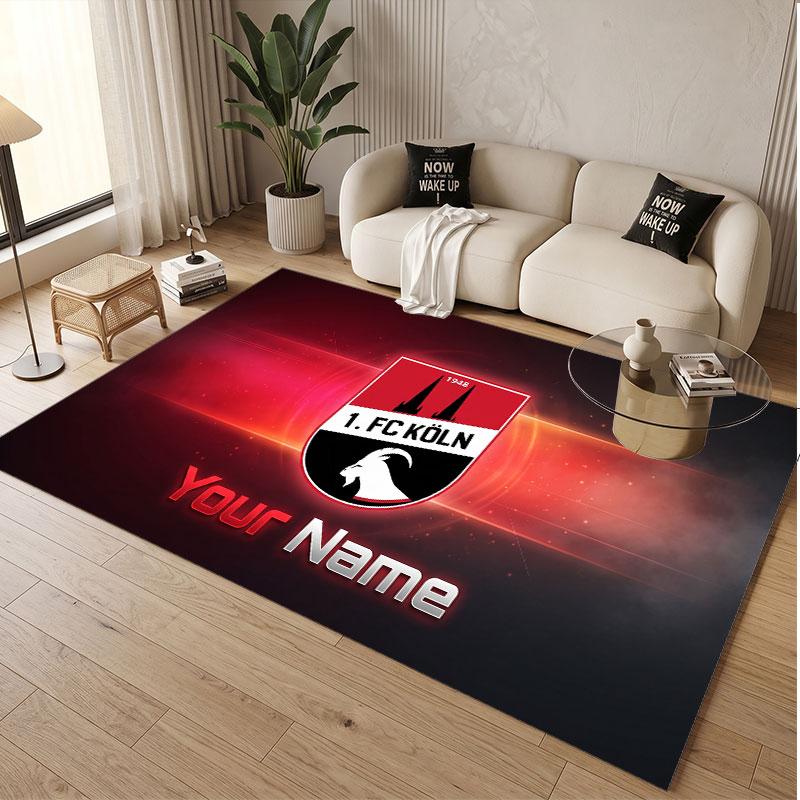 Custom Rug FC Köln Pattern Print Name Text Soft Non‑Slip Floor Carpet for Home Indoor Decoration