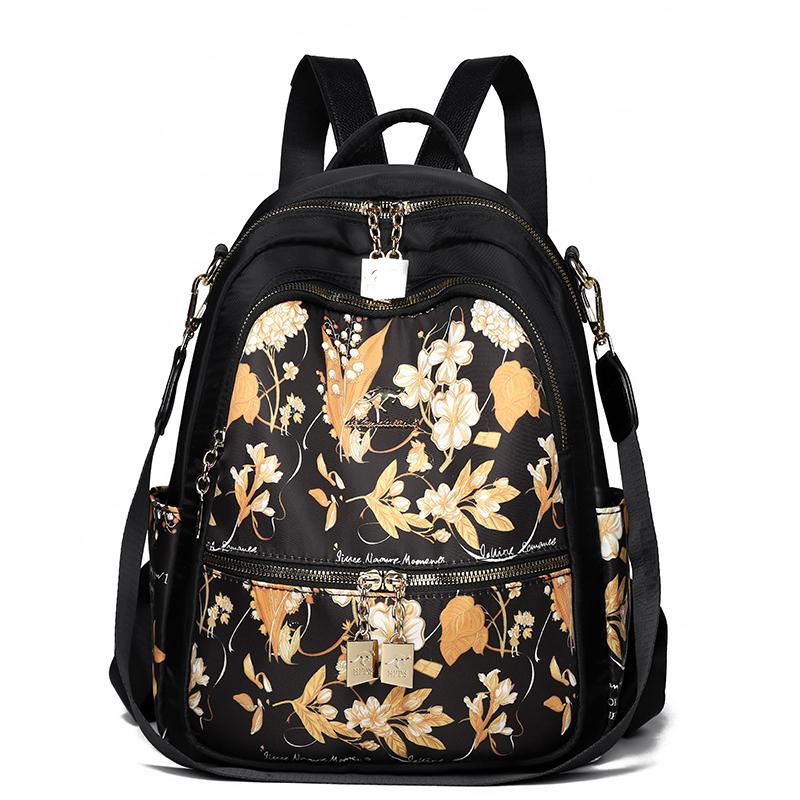 Lightweight Water-repellent Nylon Bag Large Capacity Women's Printed Backpack Student Schoolbag Outdoor Travel Bag