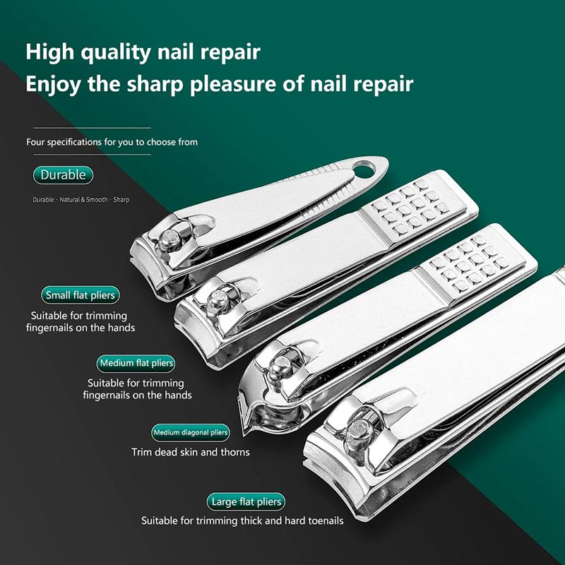 8 19 PCS Diagonal Nail Clipper Set Stainless Steel Sharp Durable for Home Salon Travel Fingernail Care