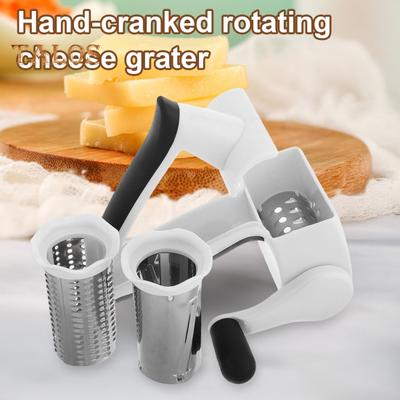 Hand-Crank Rotary Cheese Grater Professional 2-in-1 Shredder with Fine Coarse Drums for Parmesan Mozzarella & Chocolate Nuts