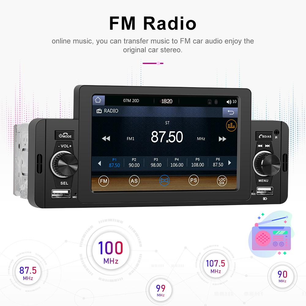 Car Radio 1 Din Universal CarPlay Android Auto Multimedia Player Bluetooth MirrorLink FM Receiver