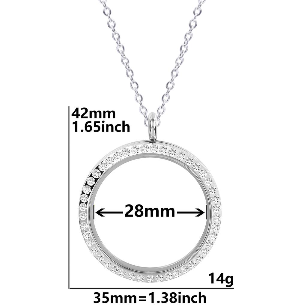 Never Fade Round Stainless Steel Locket Pendant Necklaces For Women Men Accessories Living Lockets Necklace Memory Jewelry Gift