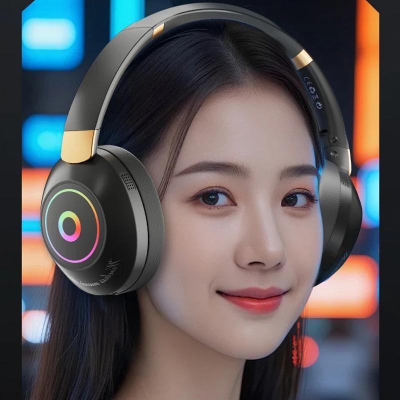 Wireless Bluetooth Headphones Game Headset HIFI Stereo Sound Earbuds with Mic Sport RGB Color Earphone
