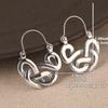 Ethnic Style Metal Silvery Plated Geometric Distortion Hoop Earrings for Women's Vintage Personality Hollow Earrings Accessories