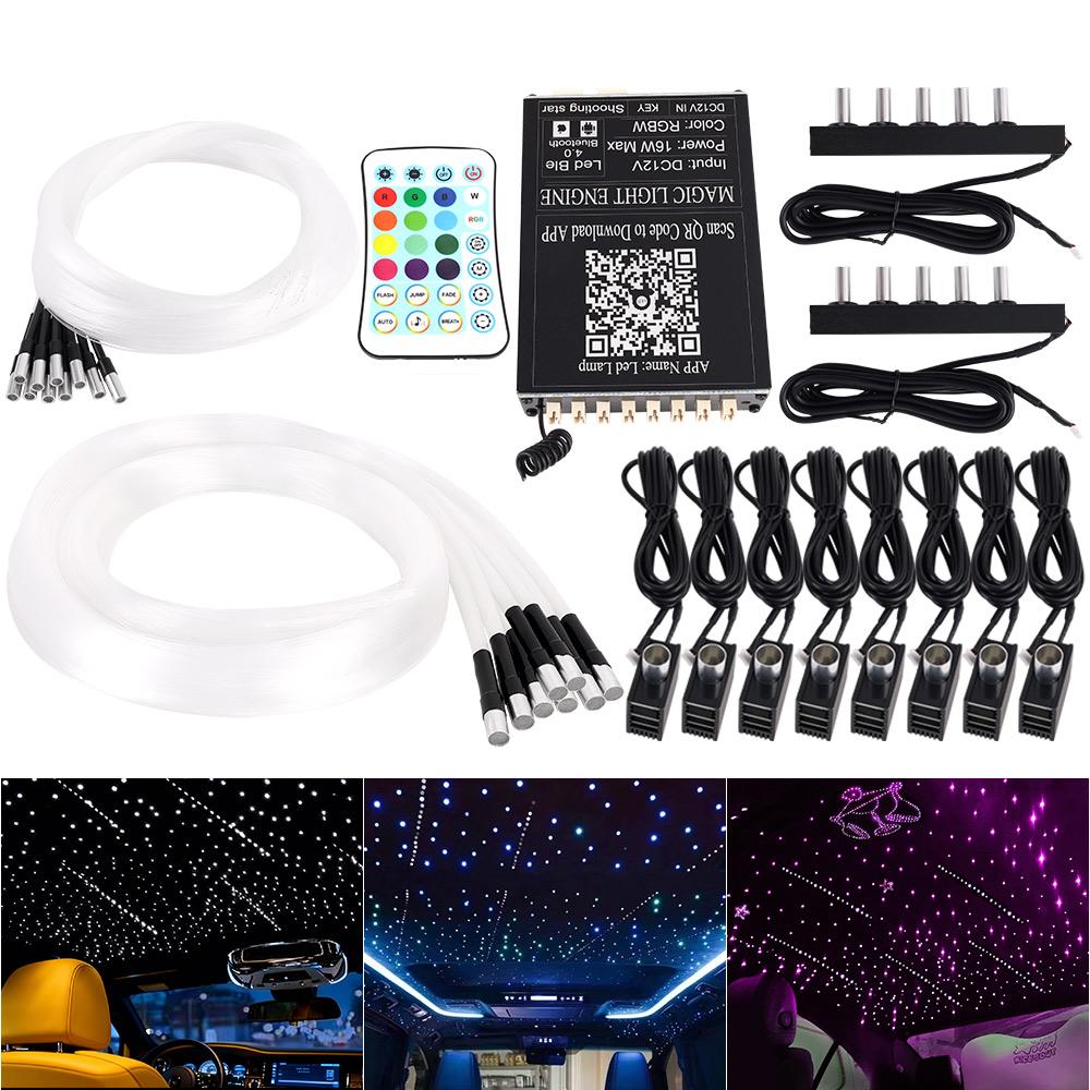 Led Star Roof Starlight Headliner Fiber Optic Lamp APP Voice 16W Twinkle Starry Sky RGB Car Star Ceiling Light Remote Control