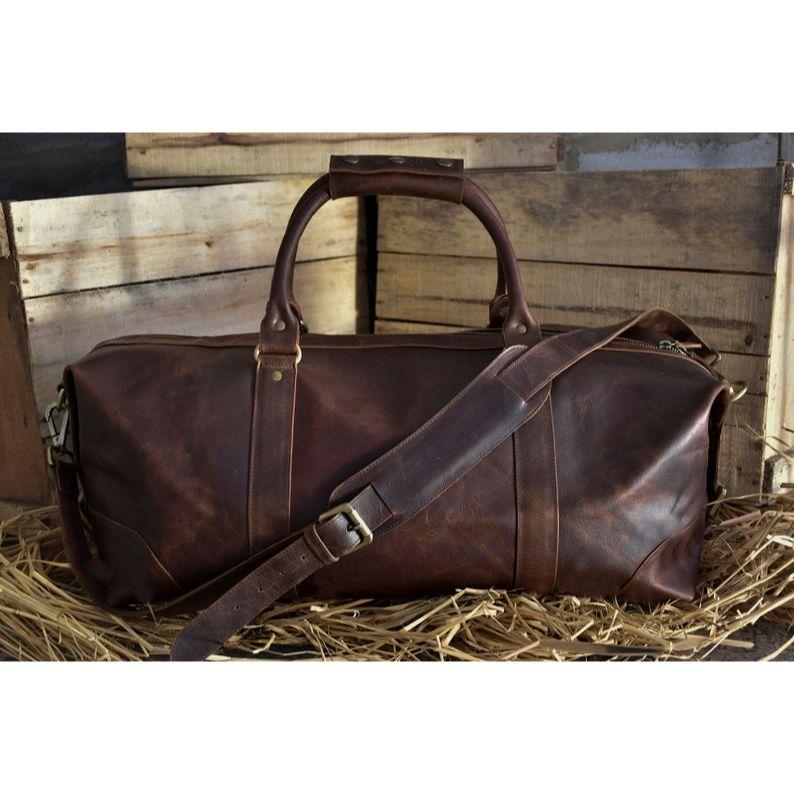 Leather Duffel Weekender Bag Overnight Bag in Brown luggage bag travel gifts for him men gym bags holdall weekend gift vacation