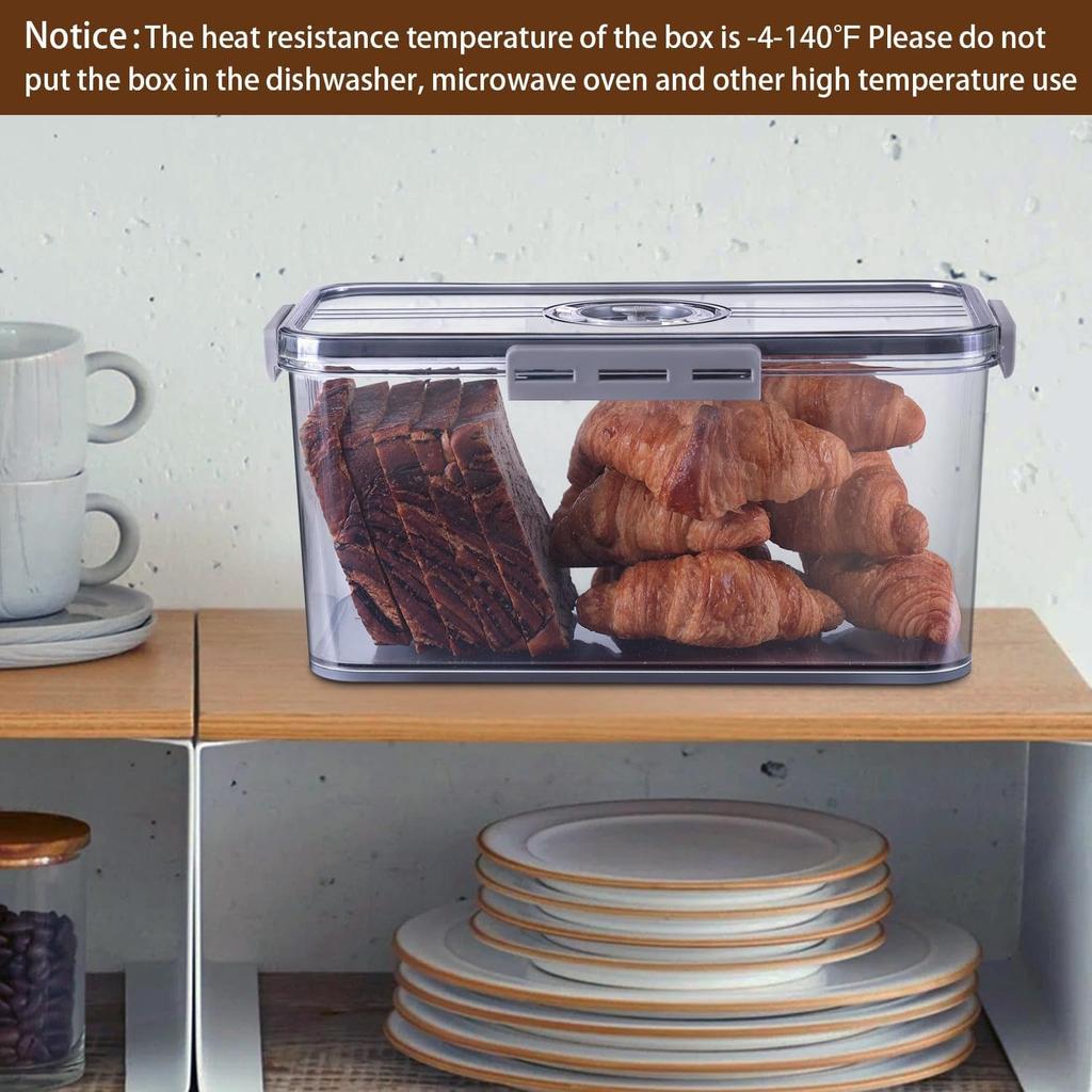 Gifhomfix Bread Box Bread Boxes for Kitchen Counter Airtight, Time Recording Bread Storage Container with Lid, Bread Keeper for Homemade Bread, Toast