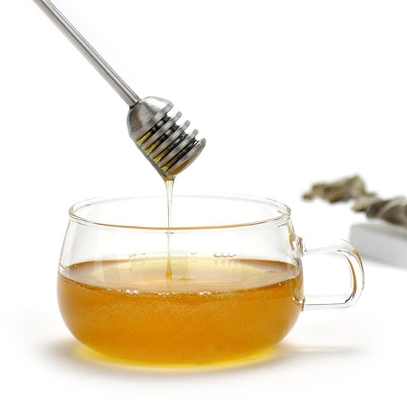 Stainless Steel Honey Dipper Stick, Honey Spoon Mixing Stick Tool Curved Straight Handle For Honey Pot Jar Containers