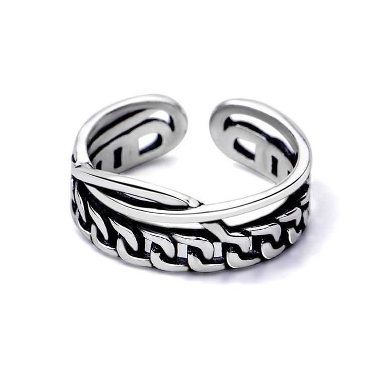 Thai Silver Creative Retro Double Chain 925 Sterling Silver Jewelry Woven Personality Exquisite Opening Rings TYB566