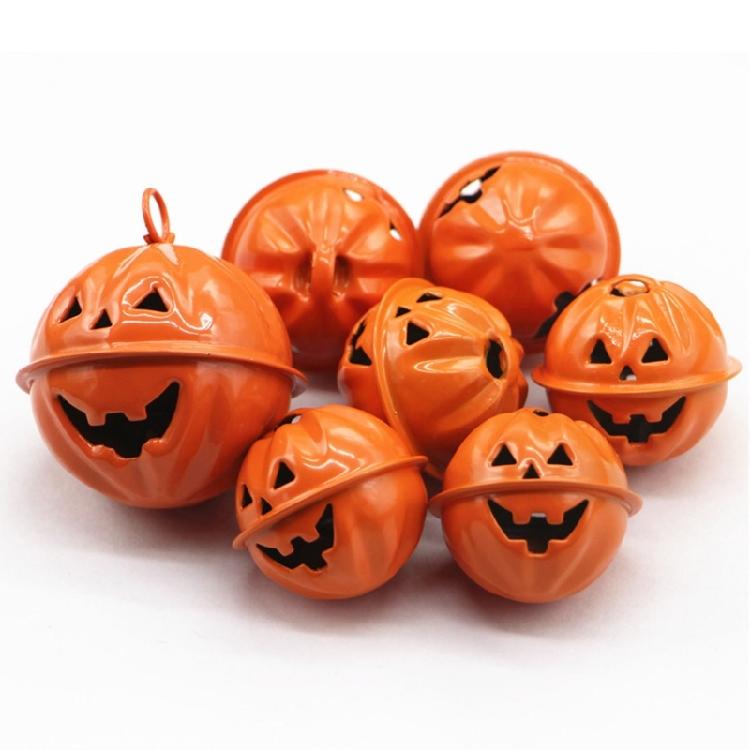 10pcs Metal Pumpkin Bells for Halloween Celebration Smiling Face Pendants Jewelry Component Unique Costume Accessories