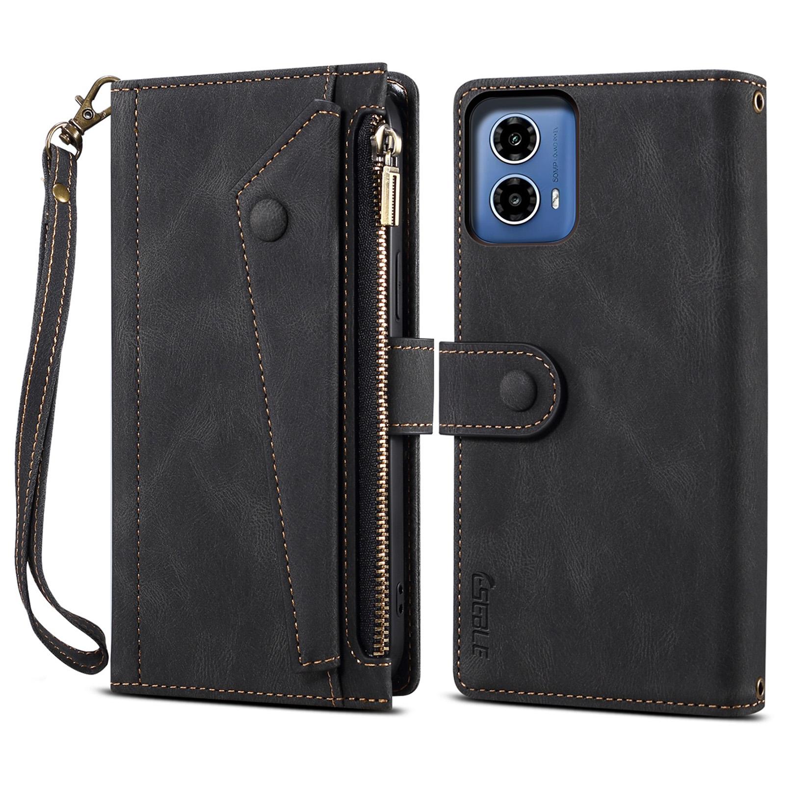 

ESEBLE Серия Star Для Motorola Moto G85 5G/S50 Neo 5G Чехол Кожаный Чехол-книжка Кошелек Чехол для телефона Блокировка RFID Ремешок на запястье Black