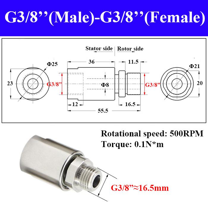 304 Stainless Steel Single Channel Connector 360° Rotating Universal Pneumatic Rotary Joint Male Thread Anti-Winding