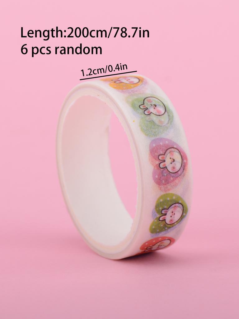 6/12pcs Cute Animal Washi Tape Cartoon Pattern Scrapbooking Supplies Stationary Perfect Gift For Artists & Crafters Washi Tape