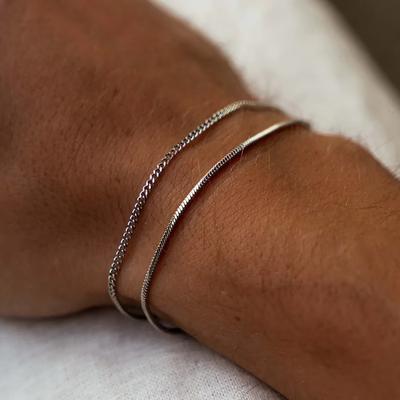 Eenvoudige Zilverkleurige Dubbellaagse Armband voor Mannen en Vrouwen Trendy