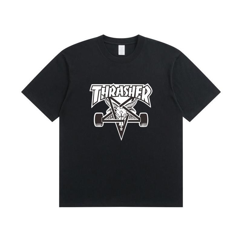 A1-07 Summer Thrasher Letter Print T-Shirt Men Women Oversized Cotton Short Sleeve Casual Streetwear Tee Top