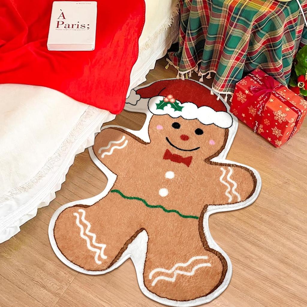 VIKAMA Christmas Imitation Cashmere Carpet Soft Non-Slip Bathroom Kitchen Floor Mat Cute Outdoor Indoor Door Mat Home Decor