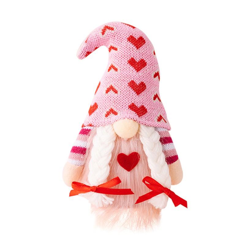 Valentine's Day Glitter Gnome Plush Elf Decorations Mr and Mrs Handmade Scandinavian Tomte for Valentine's Day Home Decoration
