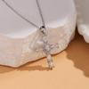 Women's Silver Titanium Steel Necklace with Micro-Inlaid Zircon - Elegant, Durable Clavicle Chain Jewelry