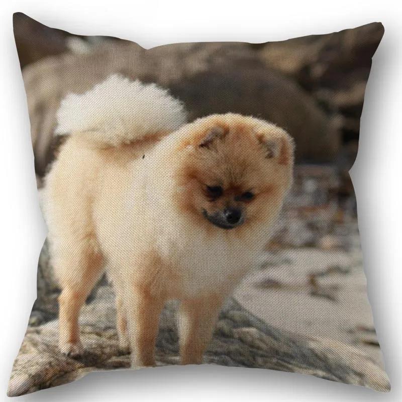 New Custom Pomeranian Dog Pillowcase Cotton Linen Fabric Square Zipper Pillowcase 45X45Cm Wedding Decorative Pillow Cover