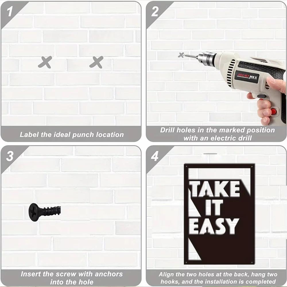 1 шт. Металлическое настенное искусство «Take It Easy» Стильное украшение интерьера — фото 7