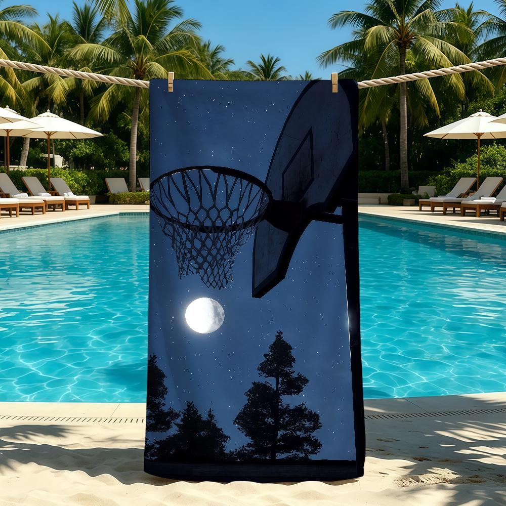 Towel For Outdoor Camping Beach Towel Moon Cool Basketball Super Absorbent Quick-Drying Summer Towel
