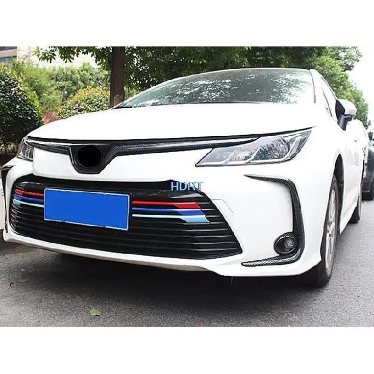 Car Front Fog Light Frame Grills Trim Strip Upper Middle Mesh Net Moulding Lamp Cover Sticker Styling For Toyota Corolla  +