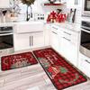 2pcs Christmas Kitchen Area Rug Durable Entrance Welcome Floor Mat for Balcony Corridor Long Rug for Home Decoration