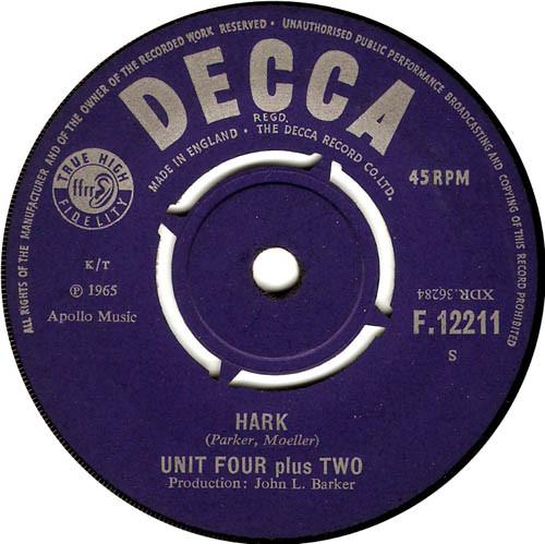 

7inch Record UNIT FOUR PLUS TWO - Hark F12211 Decca 1965 UK Rock Used