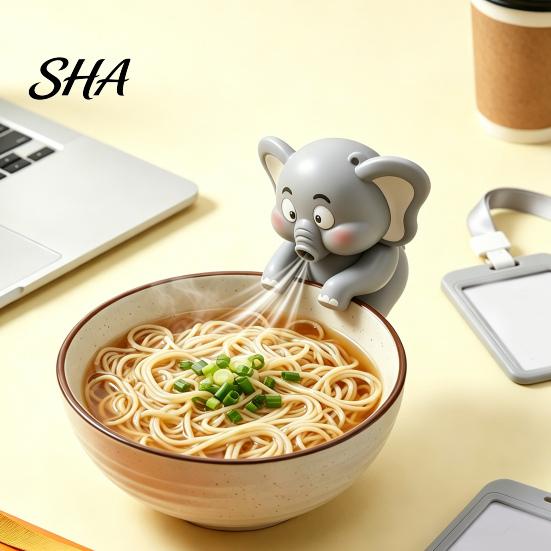 Mug Clip Fan Clip-On Mini for And Bowl Cooling, Cute Elephant Animal Coffee Portable Hanging Chiller, Desktop Beverage Blower, Iced Soup Drinks