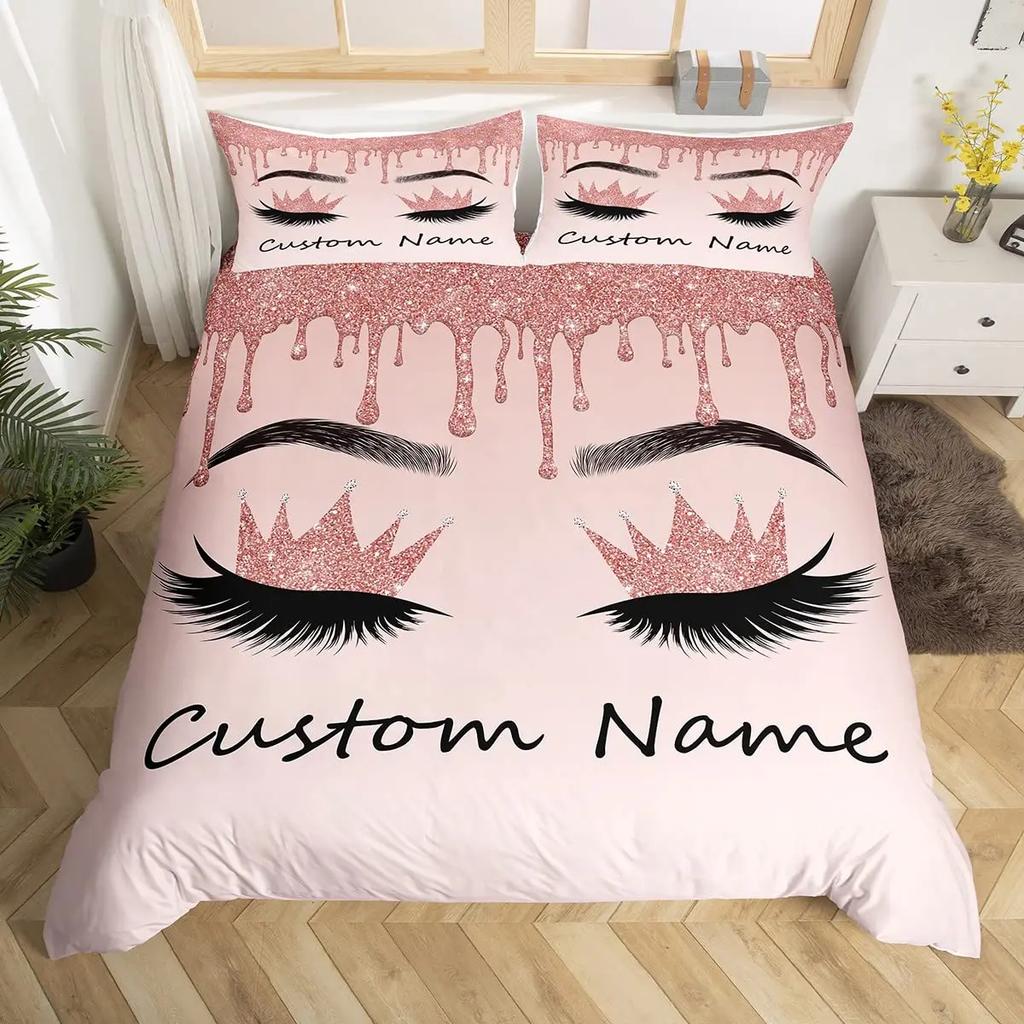 Custom Bedding Set Custom Name Mermaid Duvet Cover Set Personalized Girly Rainbow Gradient Mermaid Comforter CoverGirls Gifts