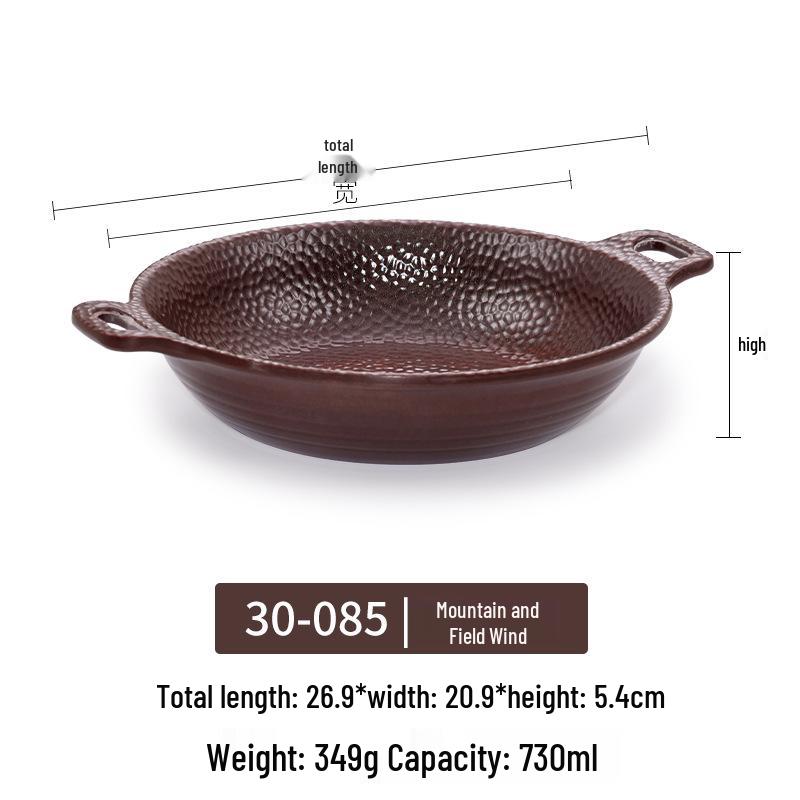 Rustykalne talerze melaminowe: Głębokie talerze z dwoma uchwytami na warzywa i flaki do restauracji z gorącym garnkiem