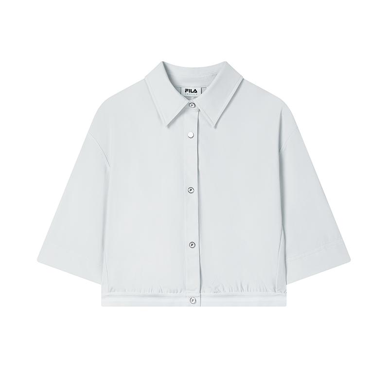 FILA Emerald Classic Fashion Versatile Casual Simple Comfortable Short Sleeve Shirt Women shirts Earth-Gray F11W524403F-GY