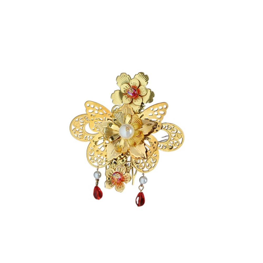 Gold Chinese Style Hairpin Floral Women Hair Stick Hair Accessories Hanfu Hair Comb Girl