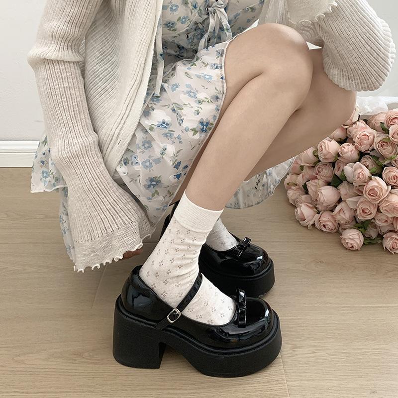 Fashion Japanese High Heels Mary Jane Shoes Women 2025 Goth Chunky Platform Pumps Woman Ankle Buckle Thick-soled Party Lolita Shoes