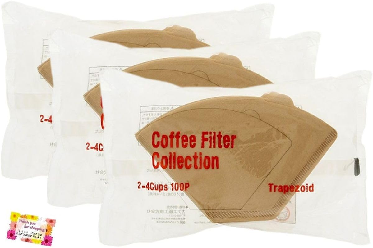 

[Наслаждайтесь вкусным кофе] Неотбеленные кофейные фильтры, трапециевидной формы EF2, с язычками для легкого открытия, сделаны в Японии из натуральной целлюлозы, 2-4 чашки, 230