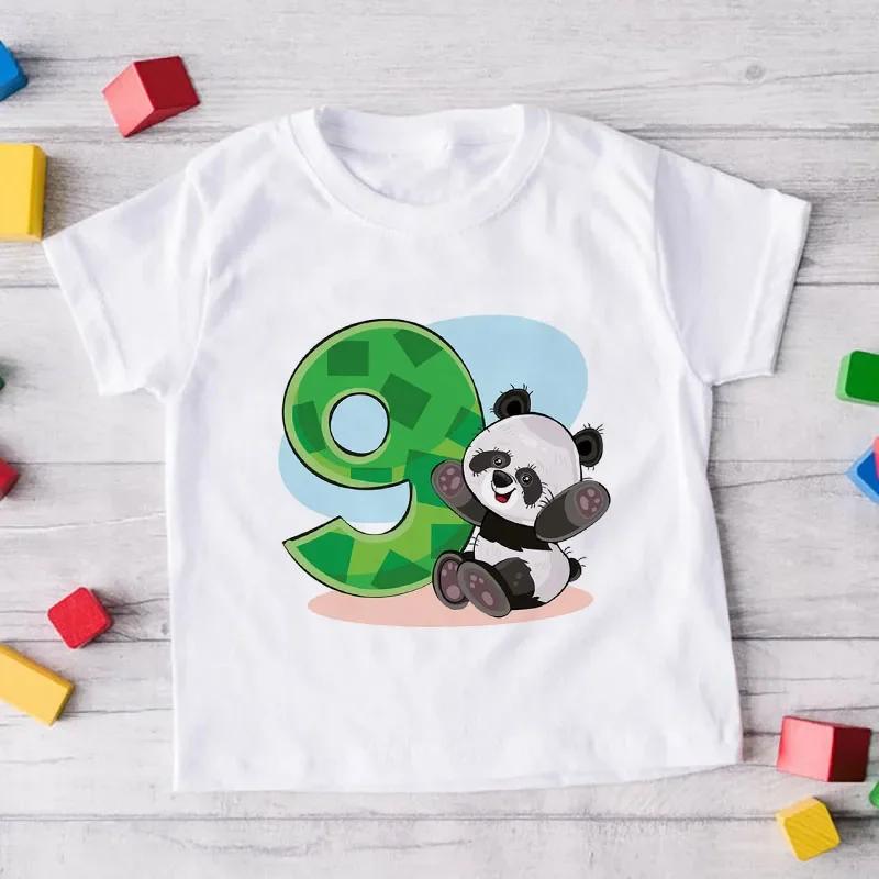 Childrens Birthday Number 19 Panda Animal Cartoon Shirt Tshirt Boys and Girls Birthday Gift Baby Clothes 19 Years Old