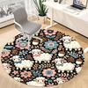 1PC Sheep Floral Office Round Area Rug, Mat Suitable For Office, Under Office Chairs Bedroom Living Room Home Decor, Room Deco
