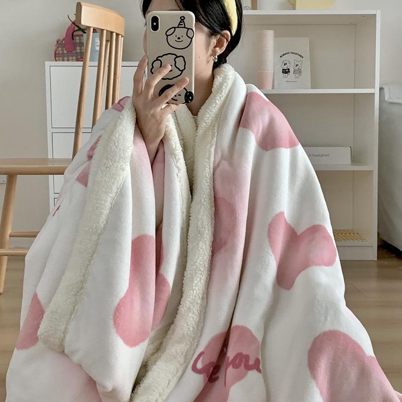 Thickened Lamb & Coral Fleece Cartoon Animation Winter Blanket for Office Nap Air Conditioning Sofa Cover & Kindergarten Use