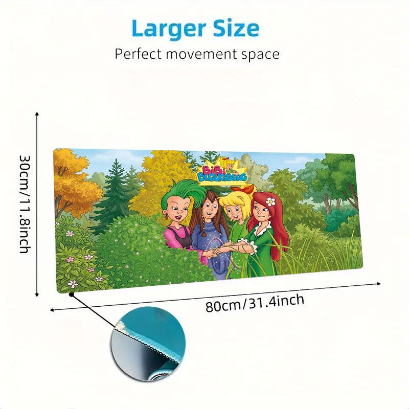 Bibi Blocksberg Adventure Large Size Mouse Pad Large Gaming Table Cushion Nonslip Laptop Tablet Big Mousepad Xxl Mat Mini Pc Playmat With Lock Edge