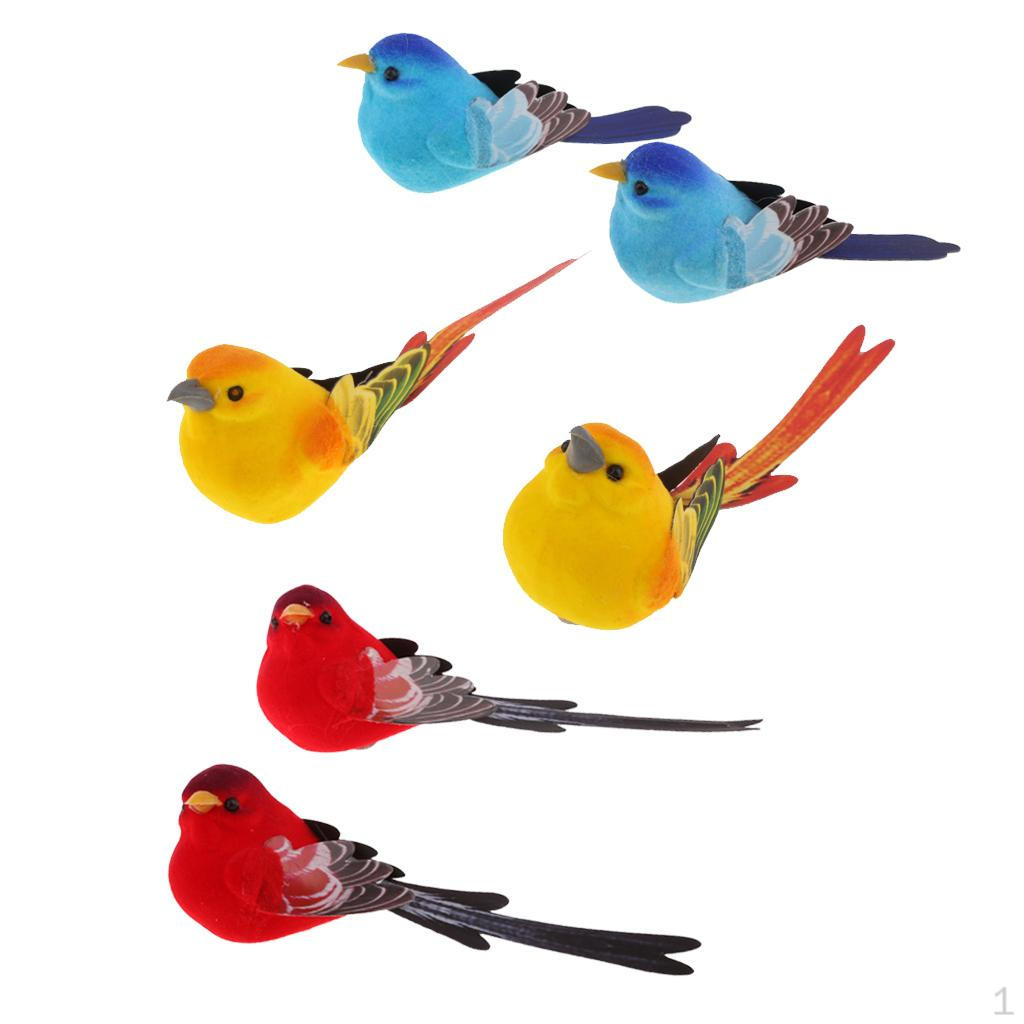 3x 2pcs Artificial Decor Bird Simulation Home Ornament