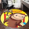 Custom Name Curious George Printed Round Rug Carpet Chair Rug Area Rug Entryway Doormats,for Office Chair Living Room Bedroom Kitchen Room.