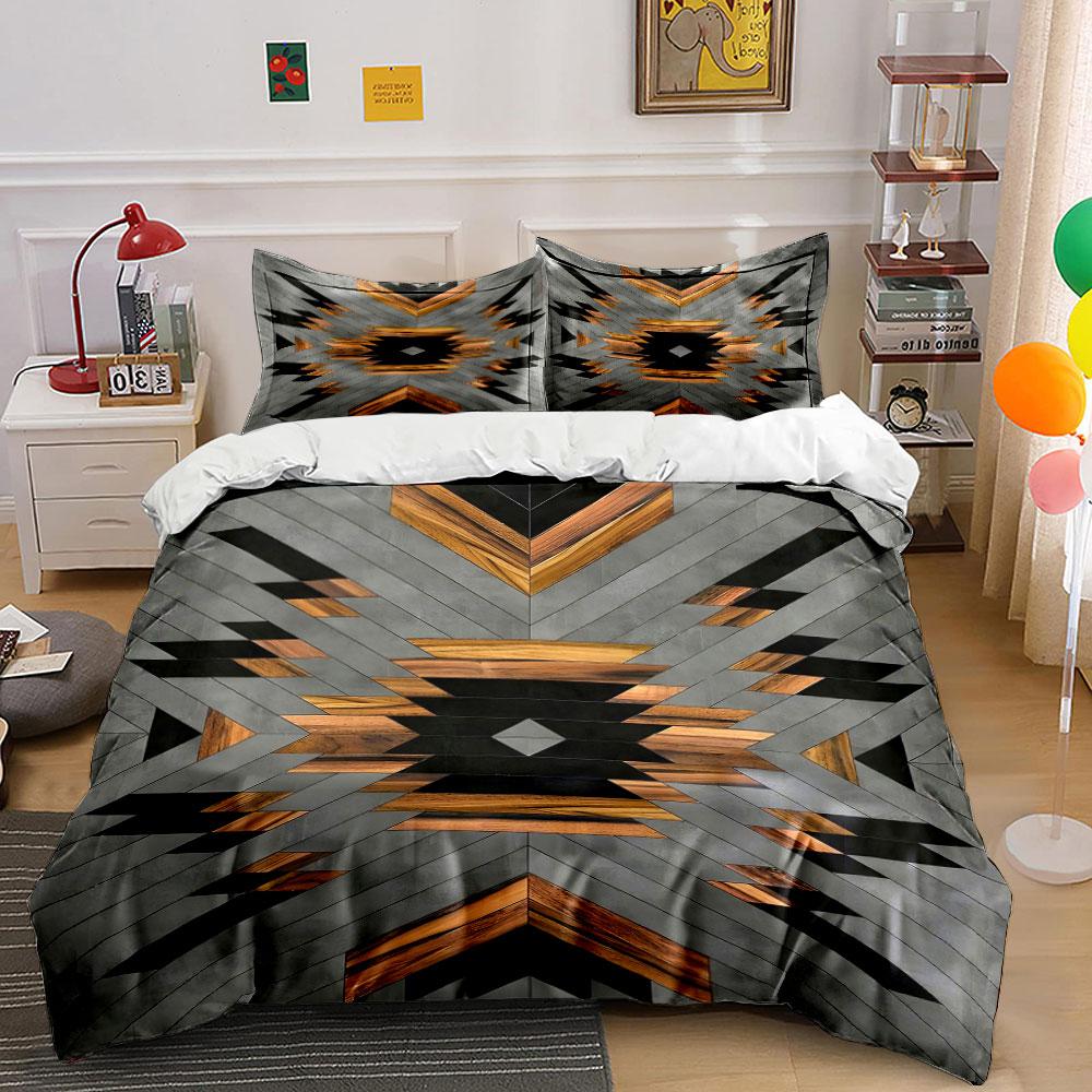 Geometric wooden diamond pattern. Bedding sets Duvet cover sets Duvet covers Pillowcases(1 * Duvet Cover 2 * Pillowcases without duvet insert)
