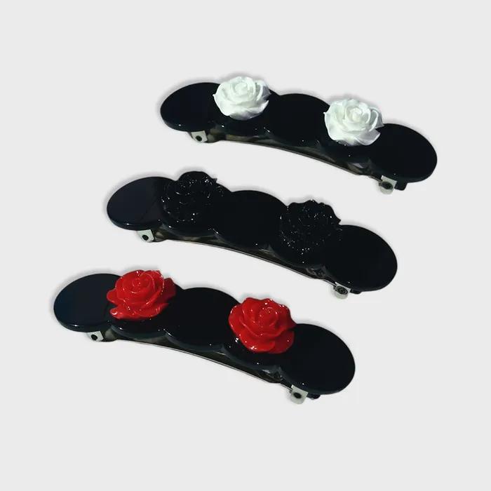 ROSE Barrette, RED Rose Barrette Hairpin